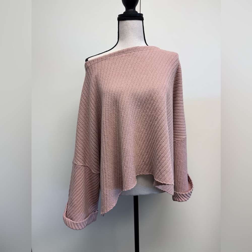 Free People Dusty Pink Boatneck Knit Sweater Size M